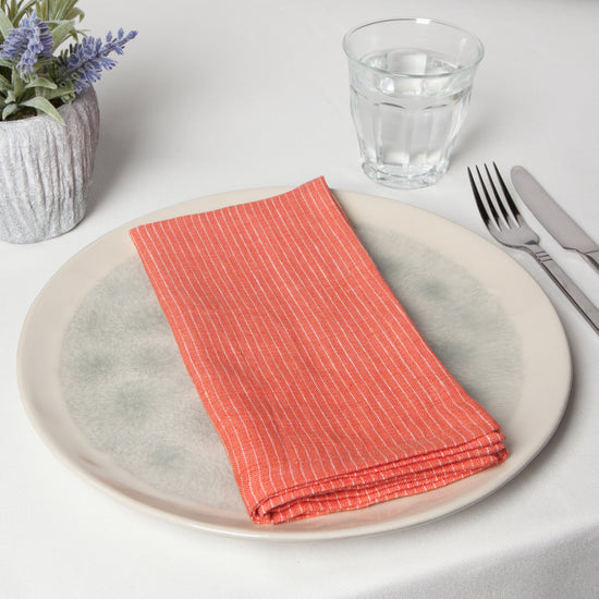 Now Designs Pinstripe Linen Napkins Clay Red Set Of 4