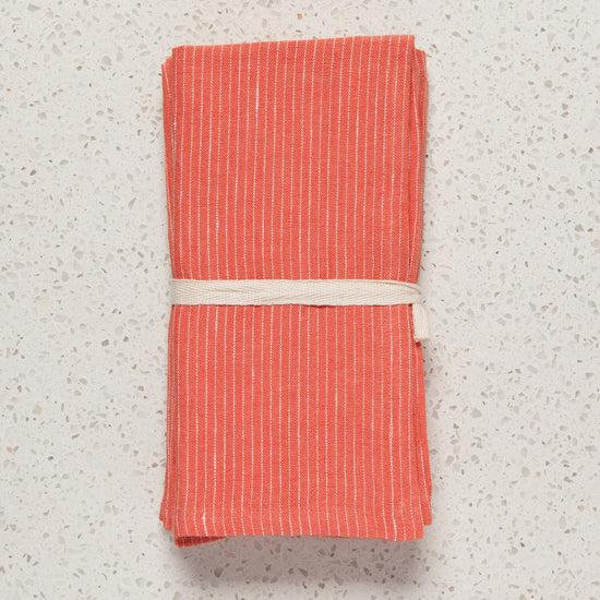 Now Designs Pinstripe Linen Napkins Clay Red Set Of 4