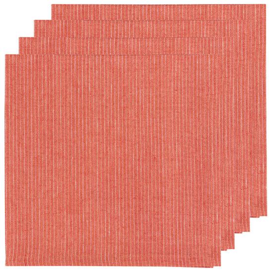 now designs Pinstripe Linen Napkins Clay Red Set of 4