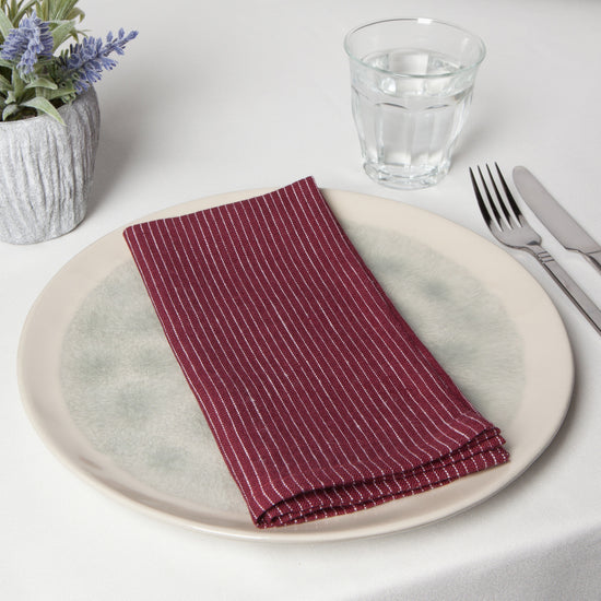 Now Designs Pinstripe Linen Napkins Wine Red Set Of 4