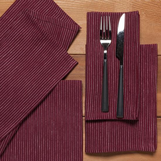 Now Designs Pinstripe Linen Napkins Wine Red Set Of 4