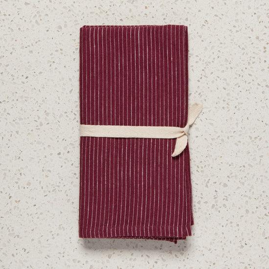 Now Designs Pinstripe Linen Napkins Wine Red Set Of 4