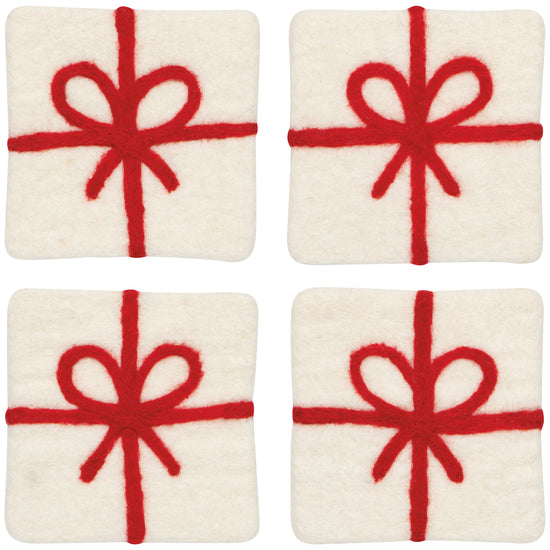 now designs Presents Christmas Felt Wool Coaster Set of 4