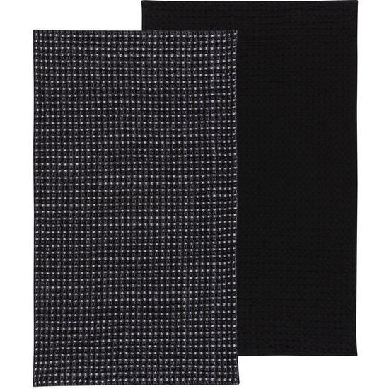 now designs Recycled Cotton 2nd Spin Black Waffle Dishtowel Set of 2