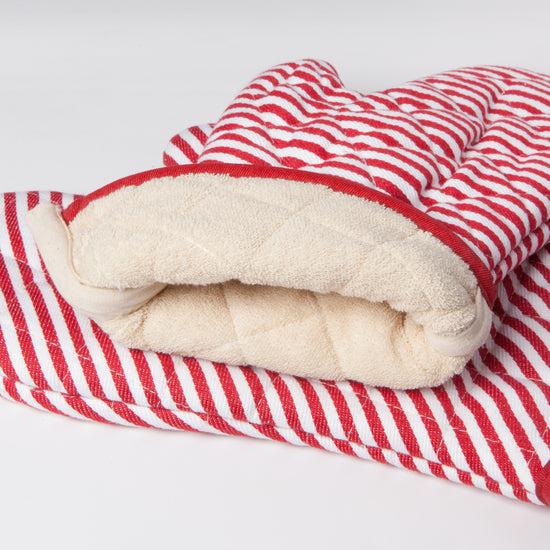 Now Designs Red Narrow Stripe Red Superior Oven Mitt