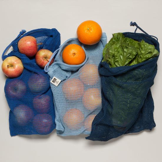 Now Designs Reusable Le Marche Produce Bags Marine Blue Set Of 3