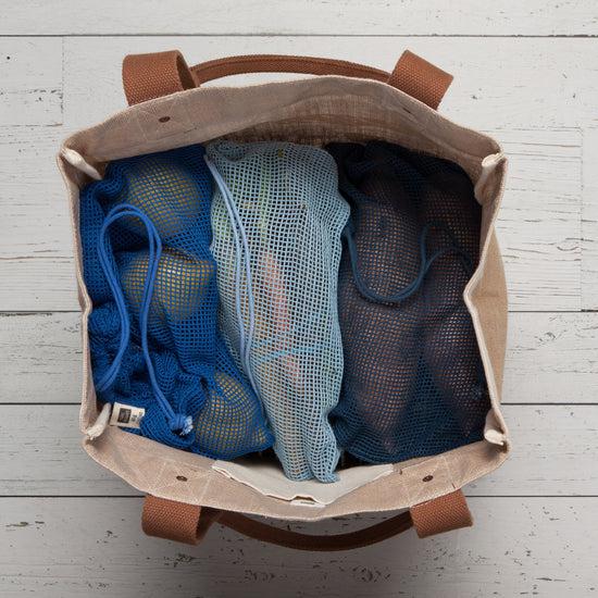 Now Designs Reusable Le Marche Produce Bags Marine Blue Set Of 3