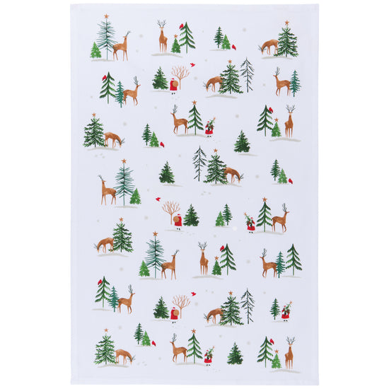 now designs Santa's Reindeer Printed Cotton Dishtowel