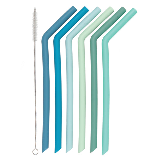 now designs Silicone Smoothie Straw Marina Blues Set of 6