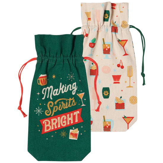 now designs Spirits Bright Christmas Christmas Wine Bags Set of 2