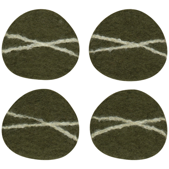 now designs Striato Felt Coaster Set of 4 - Olive Branch