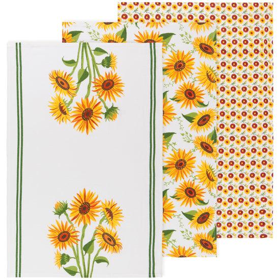now designs Sunflower Splendor Bakers Floursack Dishtowels Set of 3
