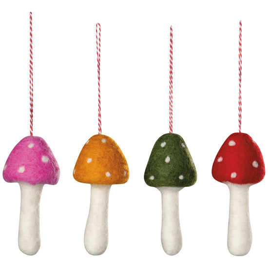 now designs Toadstool Felt Christmas Tree Ornaments - 4 Assorted Styles