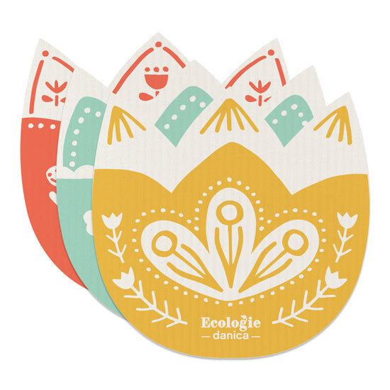 now designs Tulip Shaped Swedish Sponge Cloth Set of 3