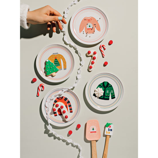 Now Designs Ugly Christmas Sweater Appetizer Plates Set Of 4