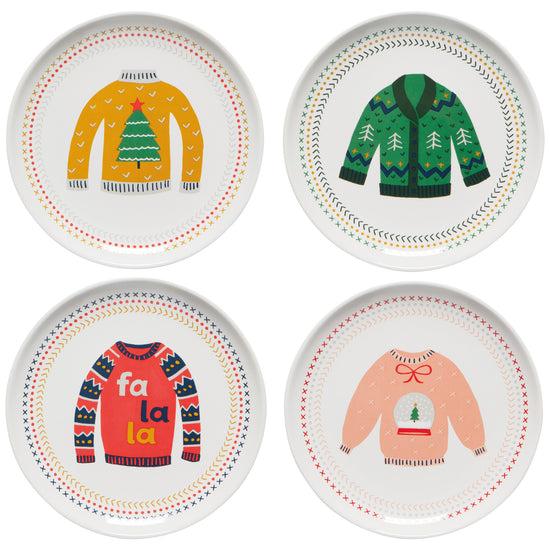 now designs Ugly Christmas Sweater Appetizer Plates Set of 4
