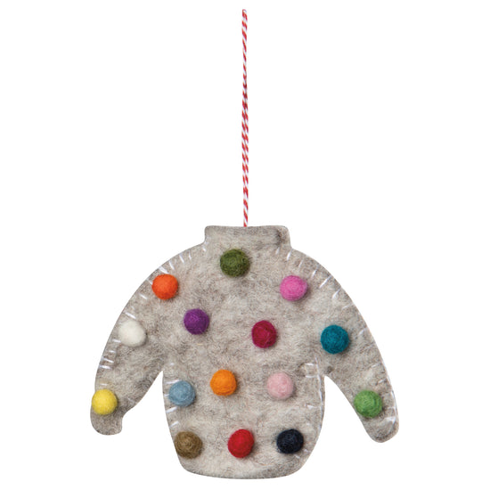 Now Designs Ugly Xmas Sweater Felt Christmas Tree Ornaments - 3 Assorted Styles