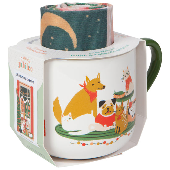 Now Designs Waiting For Santa Christmas Mug And Dishtowel Set Of 2