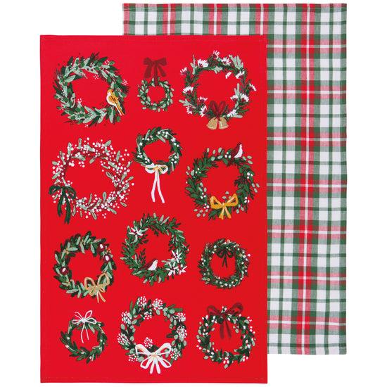 now designs Wreaths Printed Cotton Dishtowels Set of 2