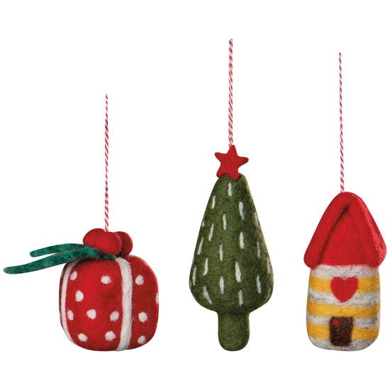 now designs Yuletide Felt Christmas Tree Ornaments - 3 Assorted Styles