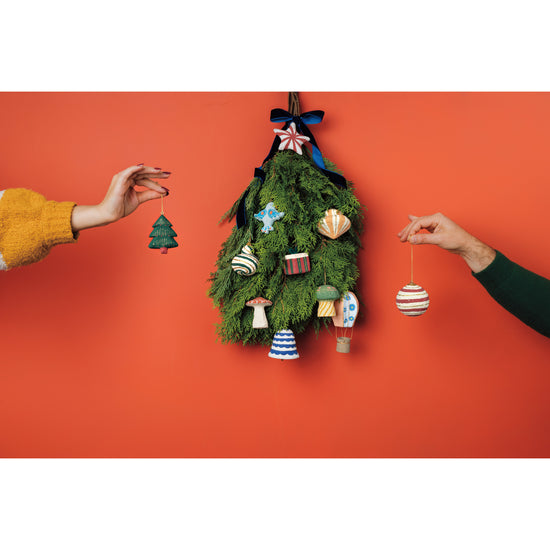 Now Designs Yuletide Mache Christmas Tree Ornaments - 3 Assorted Styles