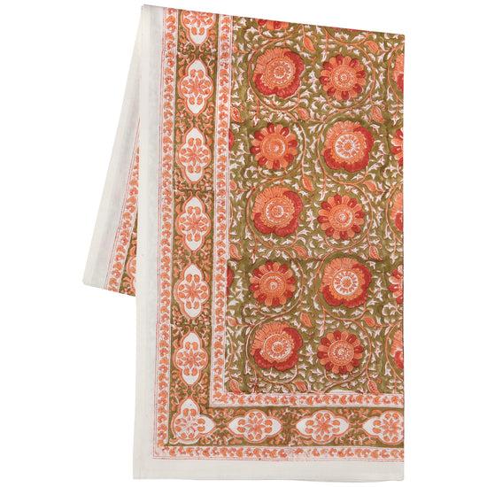 Now Designs Zinnia Block Print Tablecloth 60 X 90 Inches