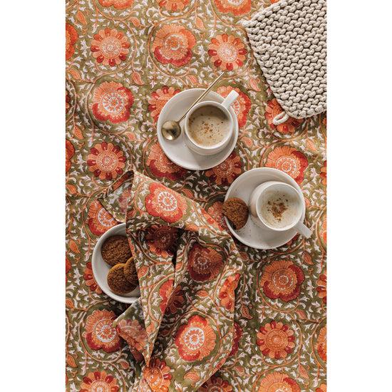 Now Designs Zinnia Block Print Tablecloth 60 X 90 Inches