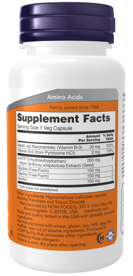 Now Foods 5-HTP Double Strength 200 Mg Veg Capsules