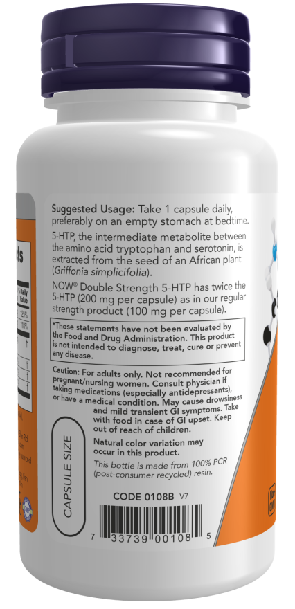 Now Foods 5-HTP Double Strength 200 Mg Veg Capsules