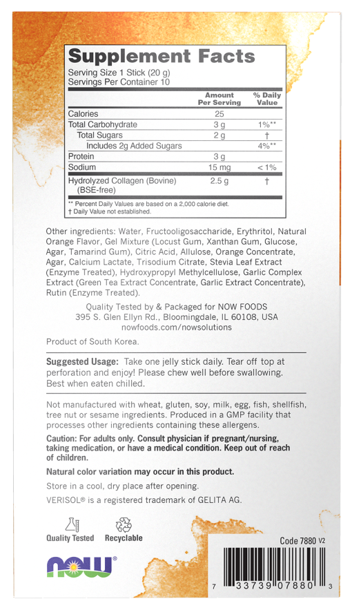 Now Foods Collagen Jelly Beauty Complex Sweet Orange Jelly Sticks