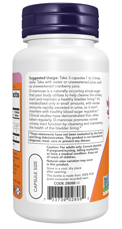 Now Foods D-Mannose Urinary Support 500 Mg Veg Capsules