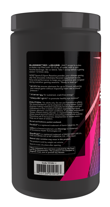 Now Foods E-Sport Reaction Chocolate Milkshake Flavor Powder