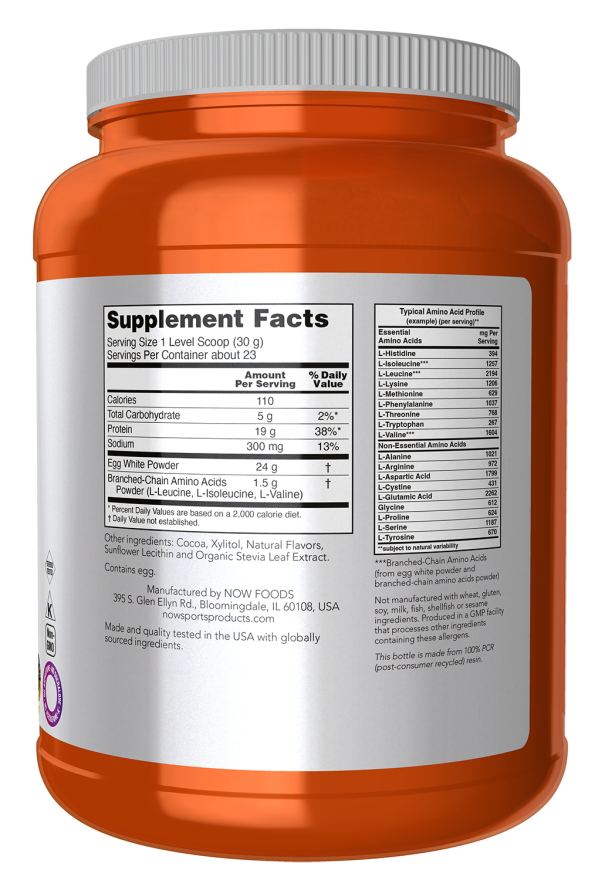 Now Foods Egg White Protein Creamy Chocolate Powder