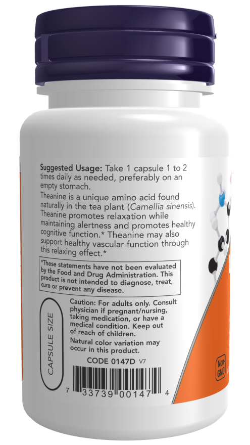 Now Foods L-Theanine Double Strength 200 Mg Veg Capsules