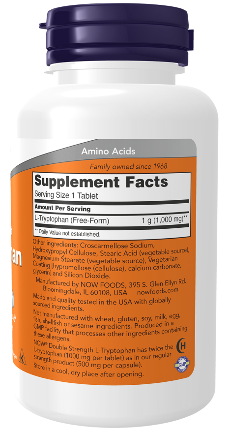 Now Foods L-Tryptophan Double Strength 1000 Mg Tablets