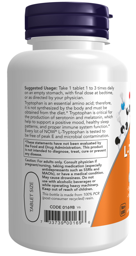 Now Foods L-Tryptophan Double Strength 1000 Mg Tablets