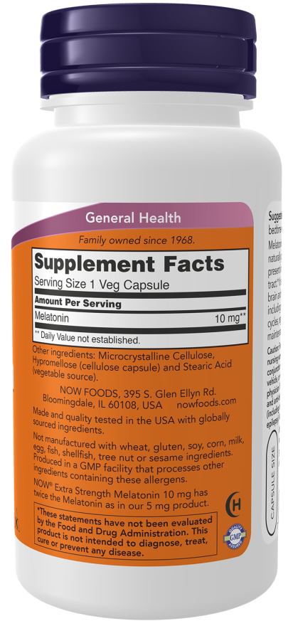 Now Foods Melatonin Extra Strength 10 Mg Veg Capsules