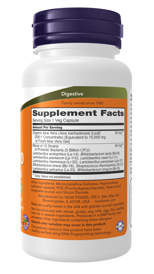 Now Foods Aloe 10 000 & Probiotics Veg Capsules