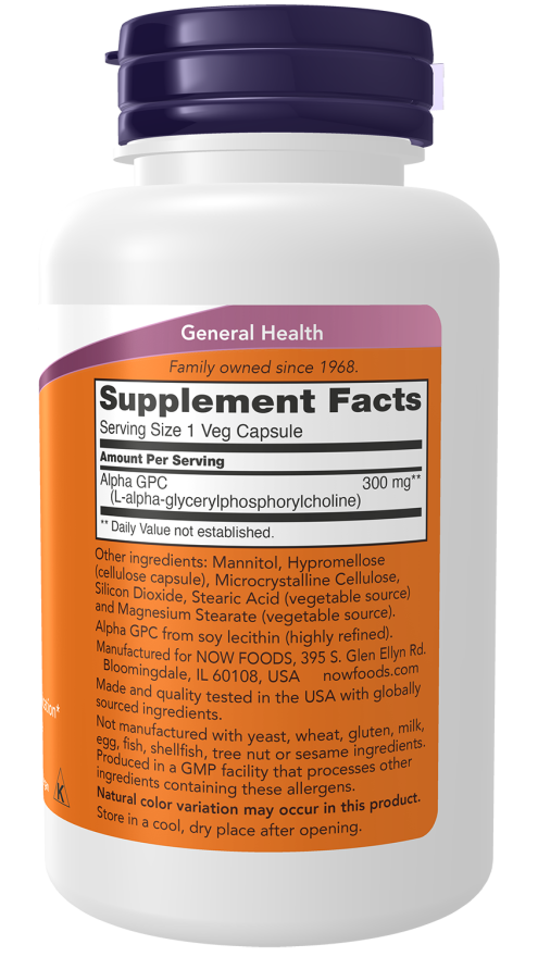 Now Foods Alpha GPC 300 Mg Veg Capsules