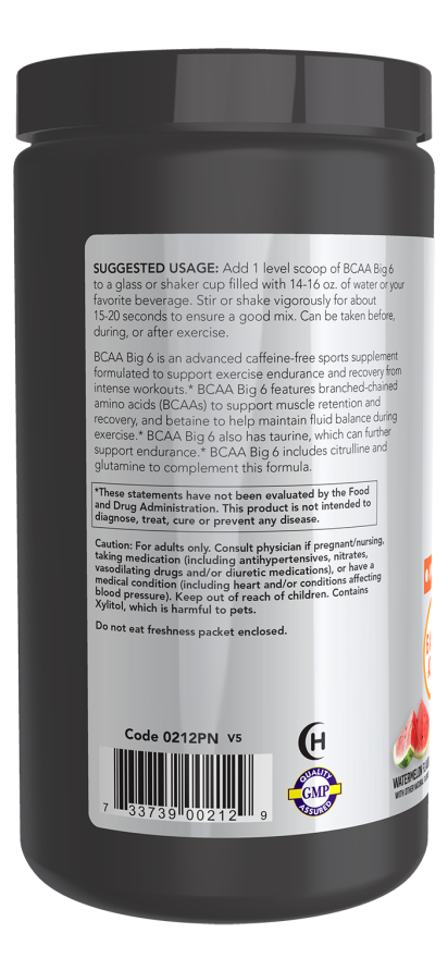 Now Foods BCAA Big 6 Powder Watermelon Flavor