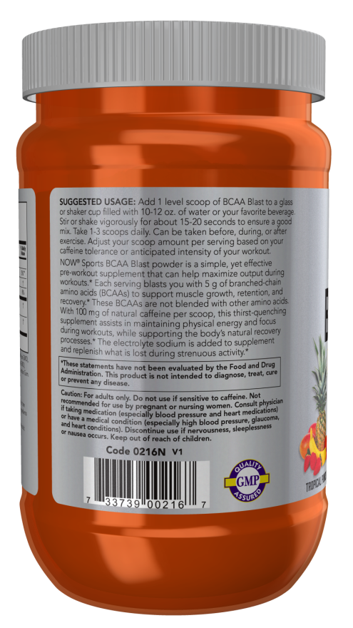 Now Foods BCAA Blast Powder Tropical Punch Flavor