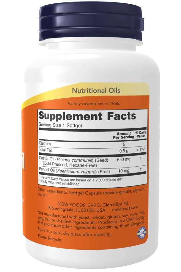 Now Foods Castor Oil 650 Mg Softgels