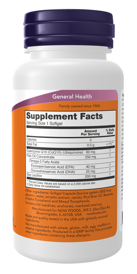 Now Foods CoQ10 60 Mg + Fish Oil Softgels
