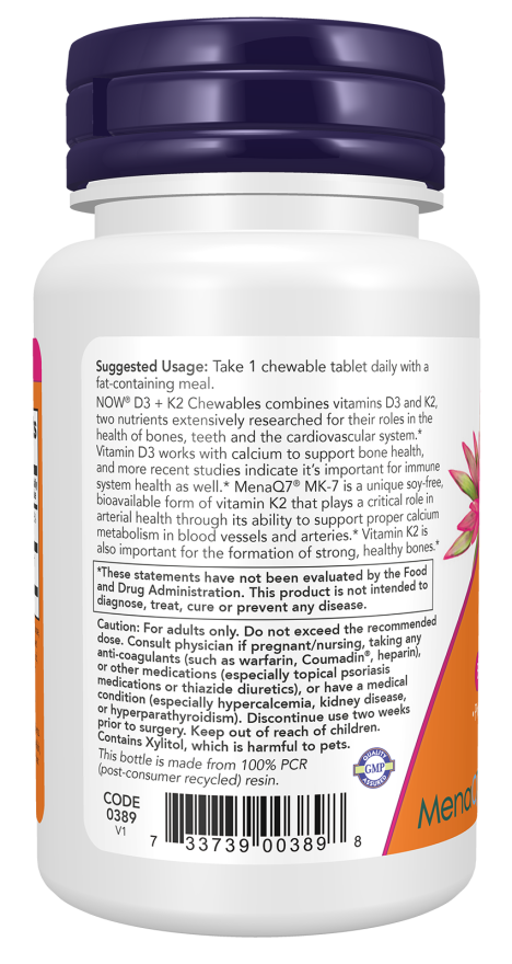 Now Foods D3 + K2 Chewable Tablets