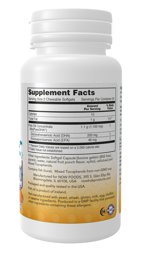 Now Foods DHA Kids Fish Oil Chewable Softgels