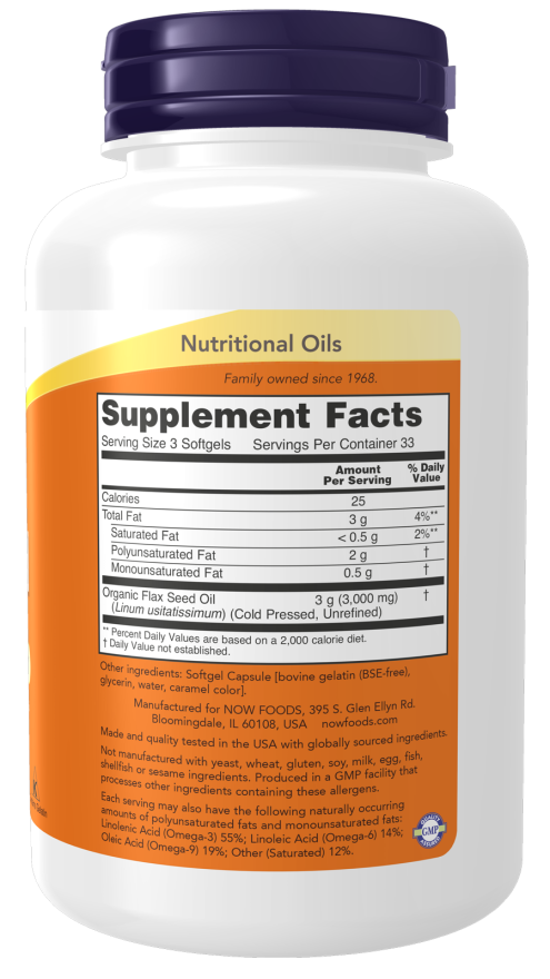 Now Foods Flax Oil 1000 Mg Softgels