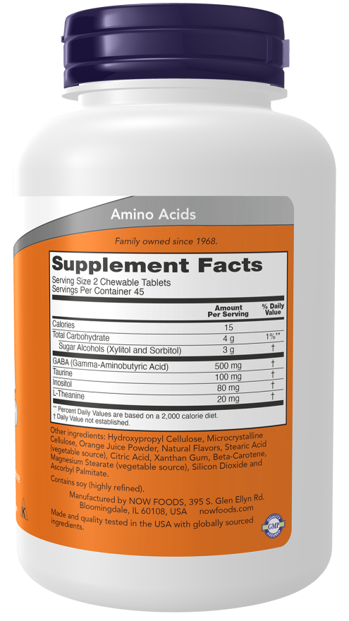 Now Foods GABA Orange Flavor Chewable Tablets
