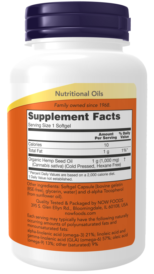 Now Foods Hemp Seed Oil 1000 Mg Softgels