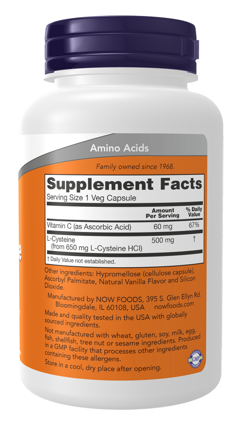 Now Foods L-Cysteine 500 Mg Veg Capsules