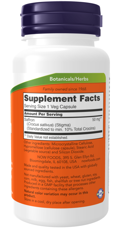 Now Foods Saffron 50 Mg Veg Capsules